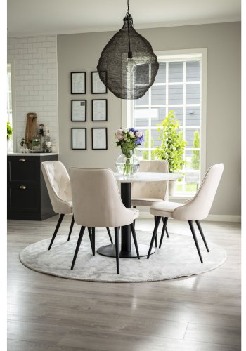 VENTURE DESIGN Velvet Deluxe spisebordsstol - beige velour og sort metal