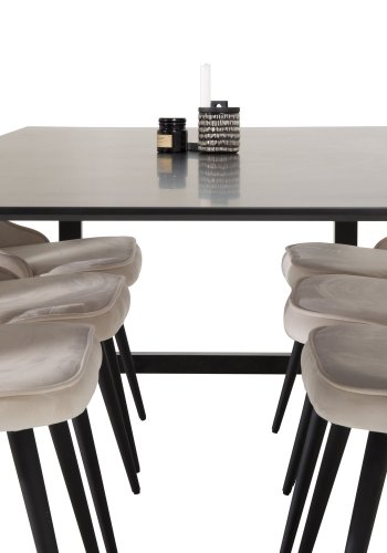 VENTURE DESIGN Velvet Deluxe spisebordsstol - beige velour og sort metal