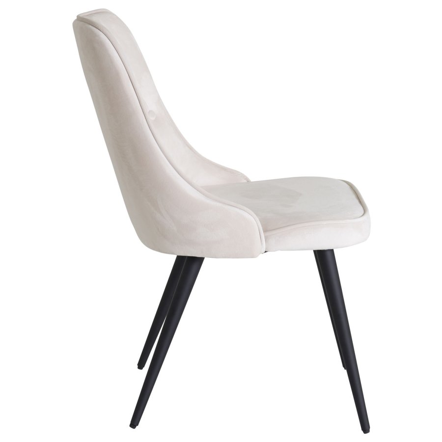 VENTURE DESIGN Velvet Deluxe spisebordsstol - beige velour og sort metal