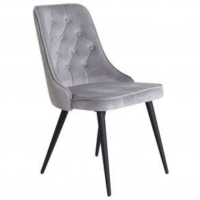 VENTURE DESIGN Velvet Deluxe spisebordsstol, m. armln - lysegr velour og sort metal