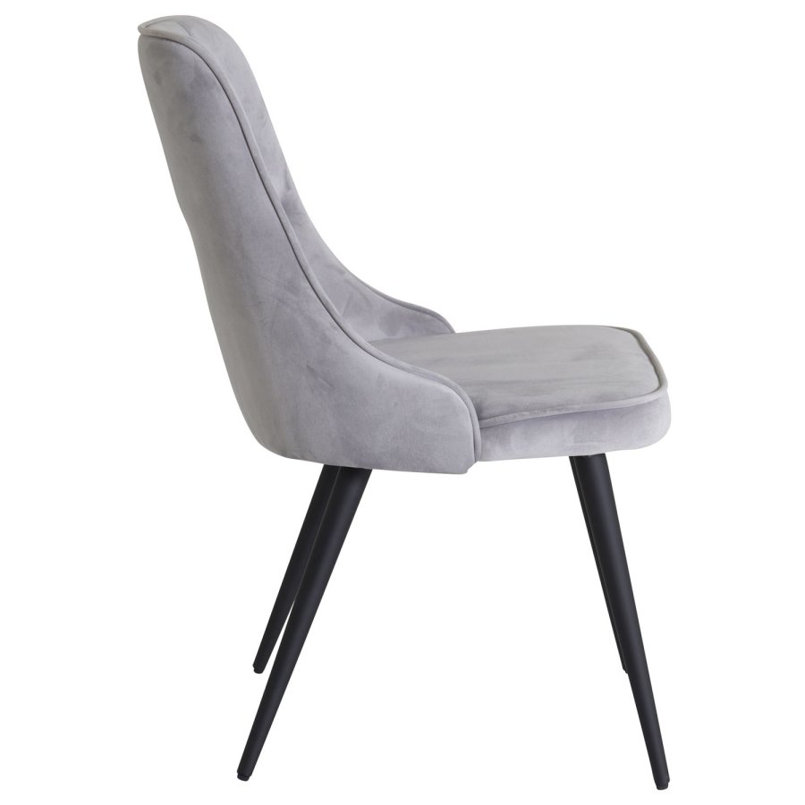 VENTURE DESIGN Velvet Deluxe spisebordsstol, m. armln - lysegr velour og sort metal