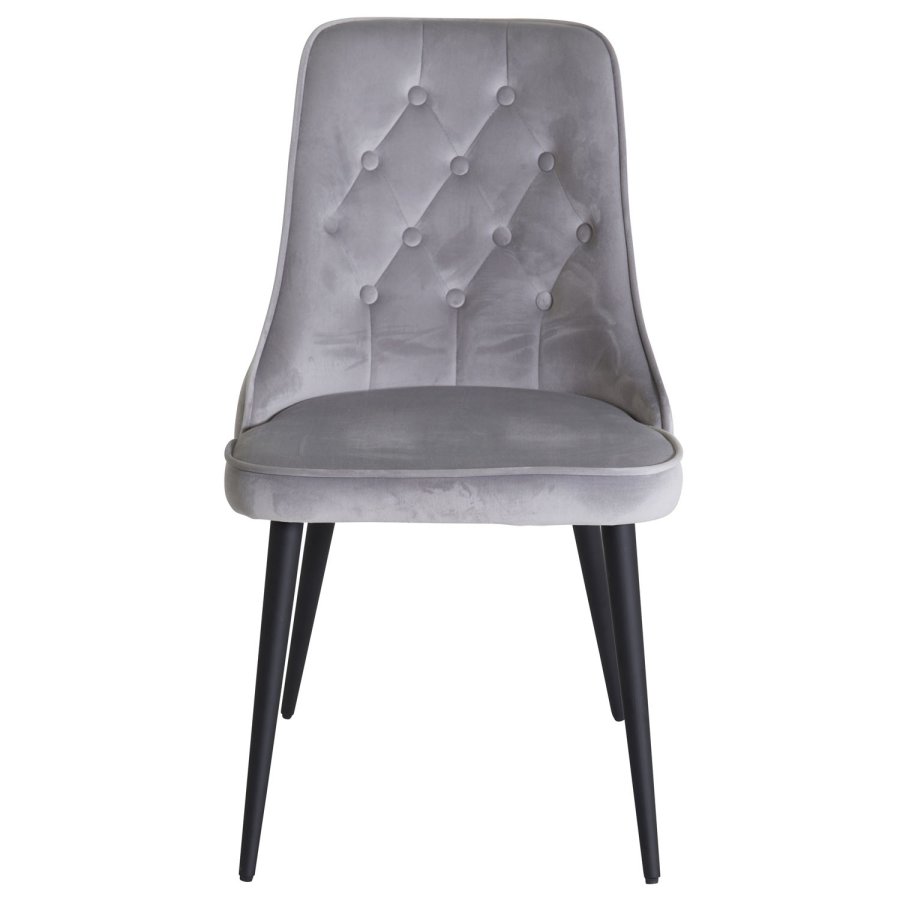 VENTURE DESIGN Velvet Deluxe spisebordsstol, m. armln - lysegr velour og sort metal