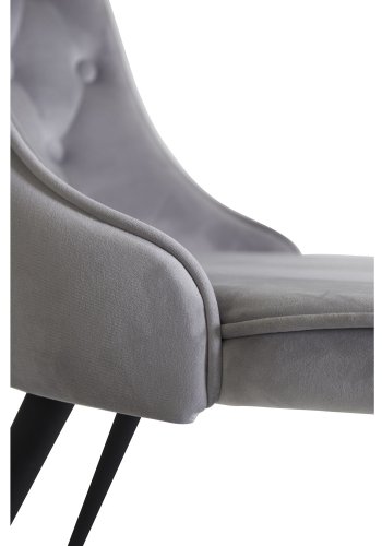 VENTURE DESIGN Velvet Deluxe spisebordsstol, m. armln - lysegr velour og sort metal