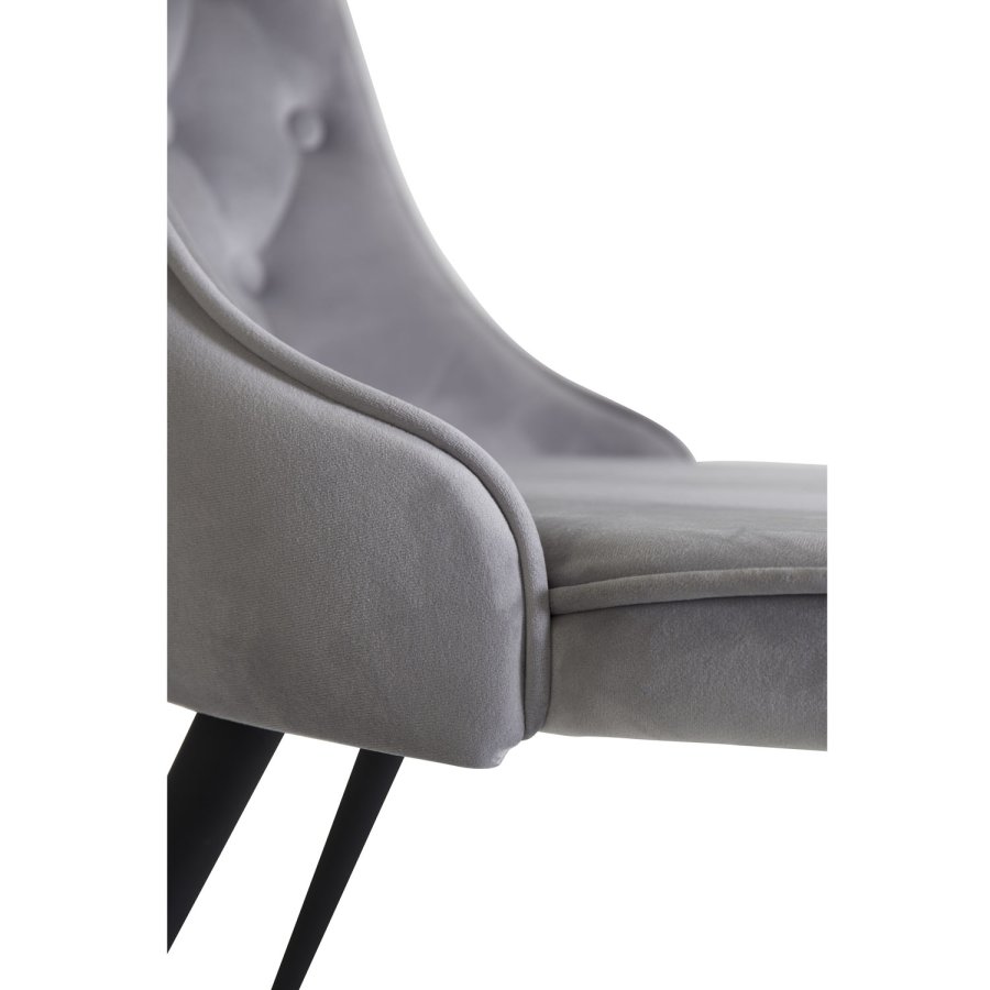 VENTURE DESIGN Velvet Deluxe spisebordsstol, m. armln - lysegr velour og sort metal