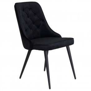 VENTURE DESIGN Velvet Deluxe spisebordsstol, m. armln - sort velour og sort metal