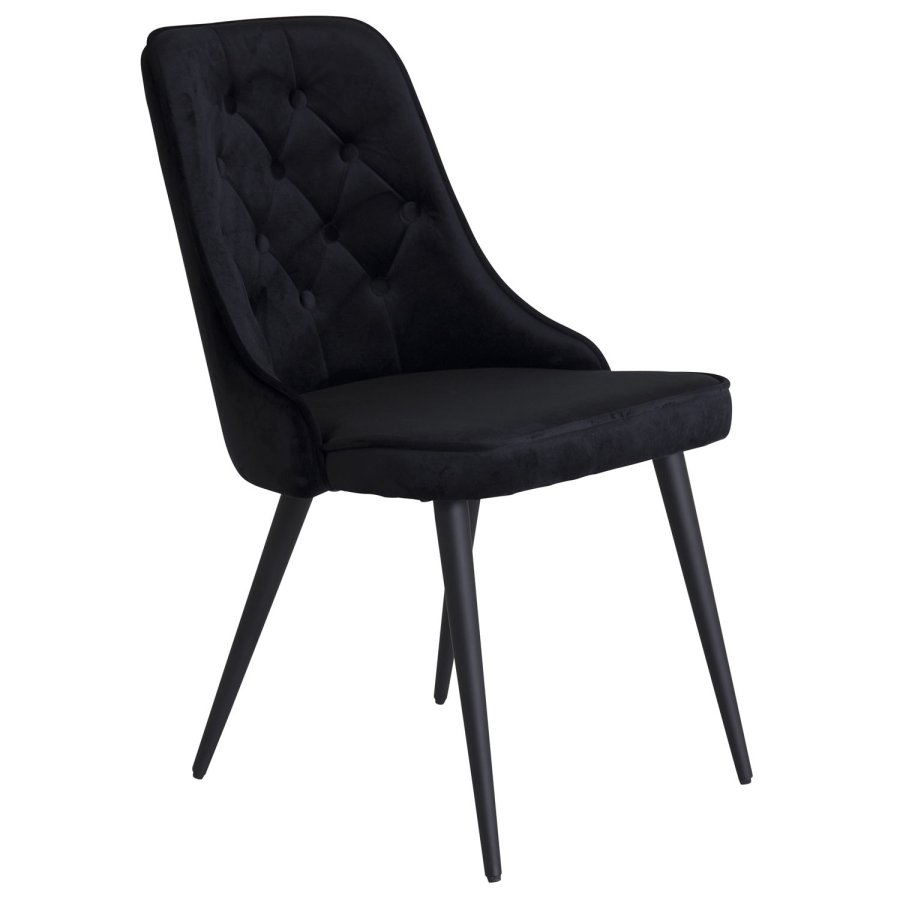 VENTURE DESIGN Velvet Deluxe spisebordsstol, m. armln - sort velour og sort metal