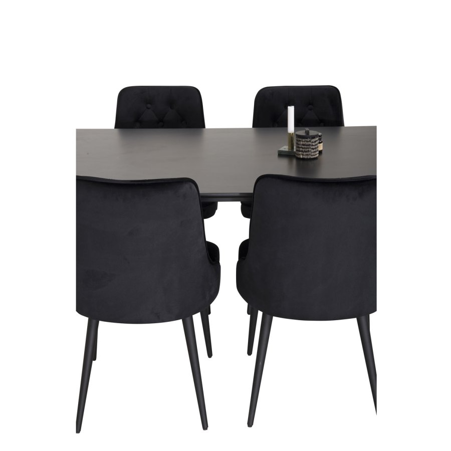 VENTURE DESIGN Velvet Deluxe spisebordsstol, m. armln - sort velour og sort metal