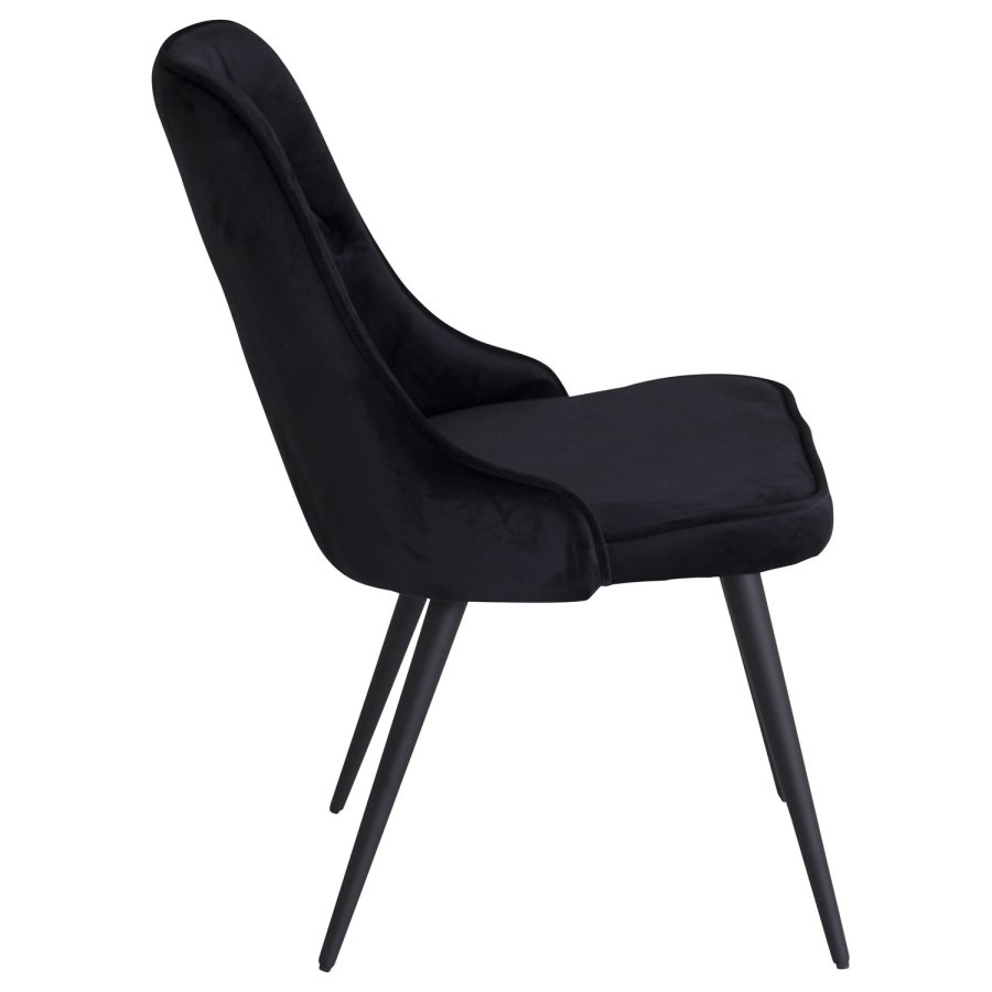 VENTURE DESIGN Velvet Deluxe spisebordsstol, m. armln - sort velour og sort metal