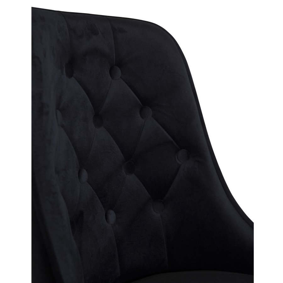 VENTURE DESIGN Velvet Deluxe spisebordsstol, m. armln - sort velour og sort metal