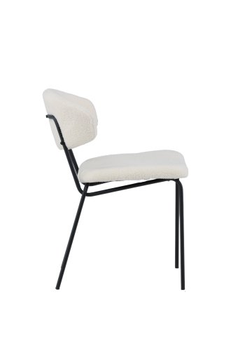 VENTURE DESIGN Chico spisebordsstol - hvid bouclé og sort stl