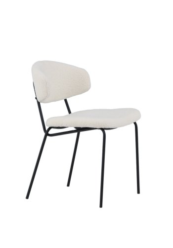 VENTURE DESIGN Chico spisebordsstol - hvid bouclé og sort stl