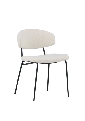 VENTURE DESIGN Chico spisebordsstol - hvid bouclé og sort stl