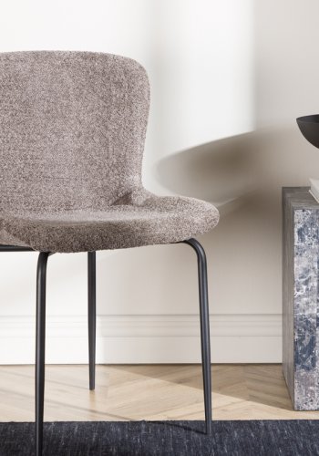 VENTURE DESIGN Modesto spisebordsstol - mrkegr bouclé og sort stl