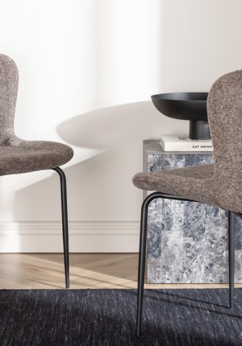 VENTURE DESIGN Modesto spisebordsstol - mrkegr bouclé og sort stl
