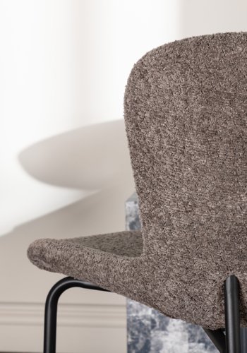VENTURE DESIGN Modesto spisebordsstol - mrkegr bouclé og sort stl