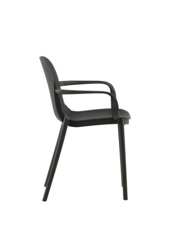VENTURE DESIGN Baltimore spisebordsstol, m. armln - sort plastik