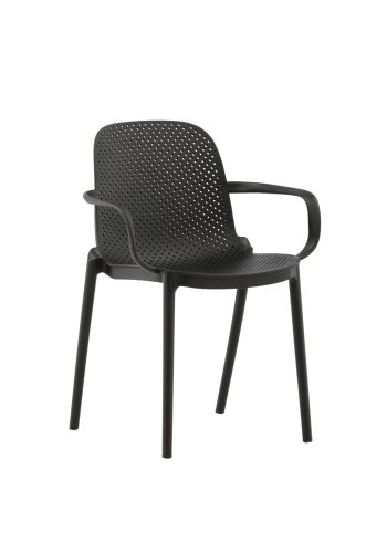 VENTURE DESIGN Baltimore spisebordsstol, m. armln - sort plastik