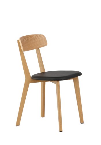 VENTURE DESIGN Sanjos spisebordsstol - sort PU og natur stl