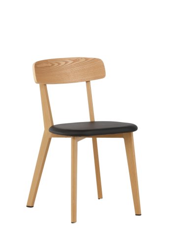 VENTURE DESIGN Sanjos spisebordsstol - sort PU og natur stl