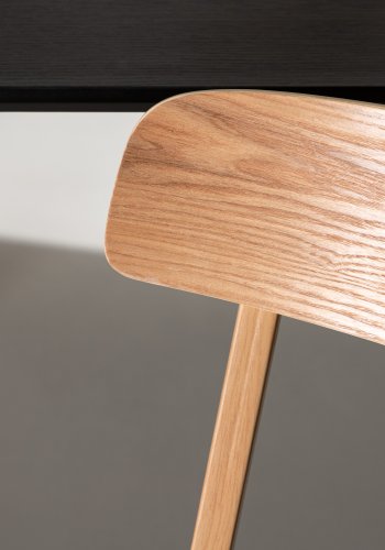 VENTURE DESIGN Sanjos spisebordsstol - sort PU og natur stl