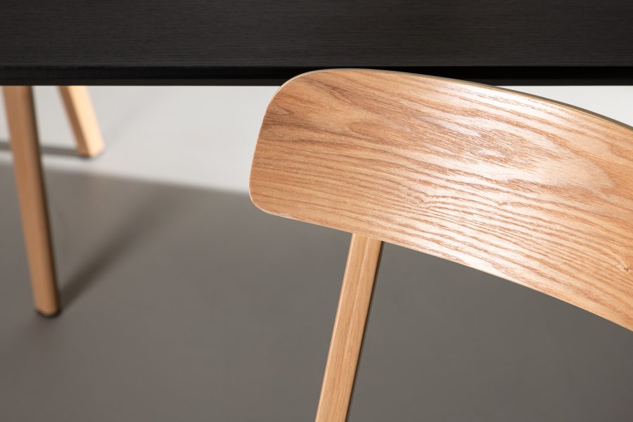 VENTURE DESIGN Sanjos spisebordsstol - sort PU og natur stl