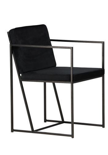 VENTURE DESIGN Richmond spisebordsstol, m. armln - sort fljl og sort stl