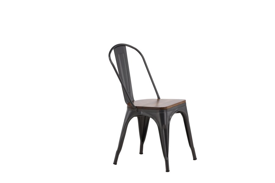 VENTURE DESIGN Tempe spisebordsstol - mrkebrun MDF og mrkegr stl