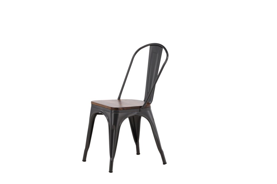 VENTURE DESIGN Tempe spisebordsstol - mrkebrun MDF og mrkegr stl