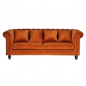 VENTURE DESIGN Velvet 3 pers. sofa - orange velour og tr