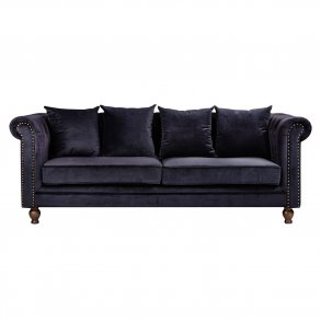 VENTURE DESIGN Velvet 3 pers. sofa - sort velour og tr