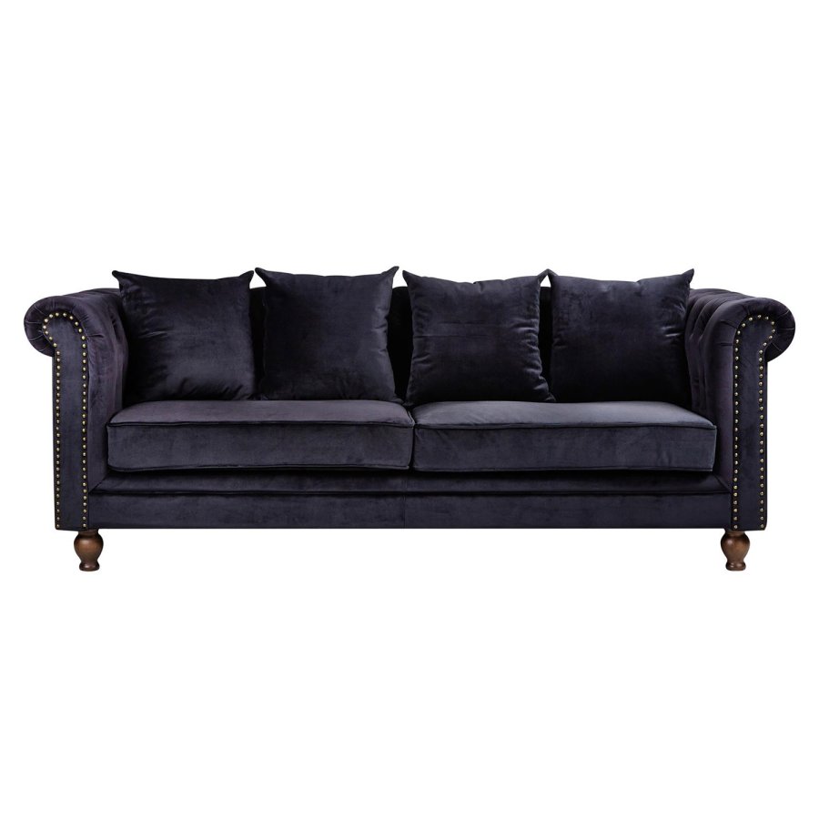 VENTURE DESIGN Velvet 3 pers. sofa - sort velour og tr