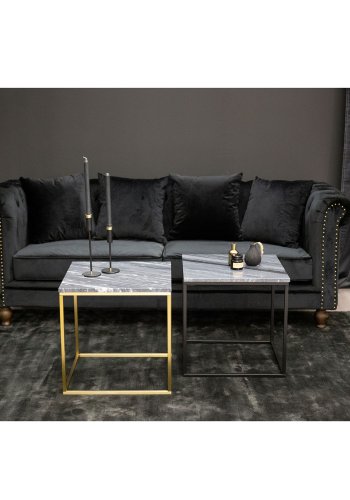 VENTURE DESIGN Velvet 3 pers. sofa - sort velour og tr