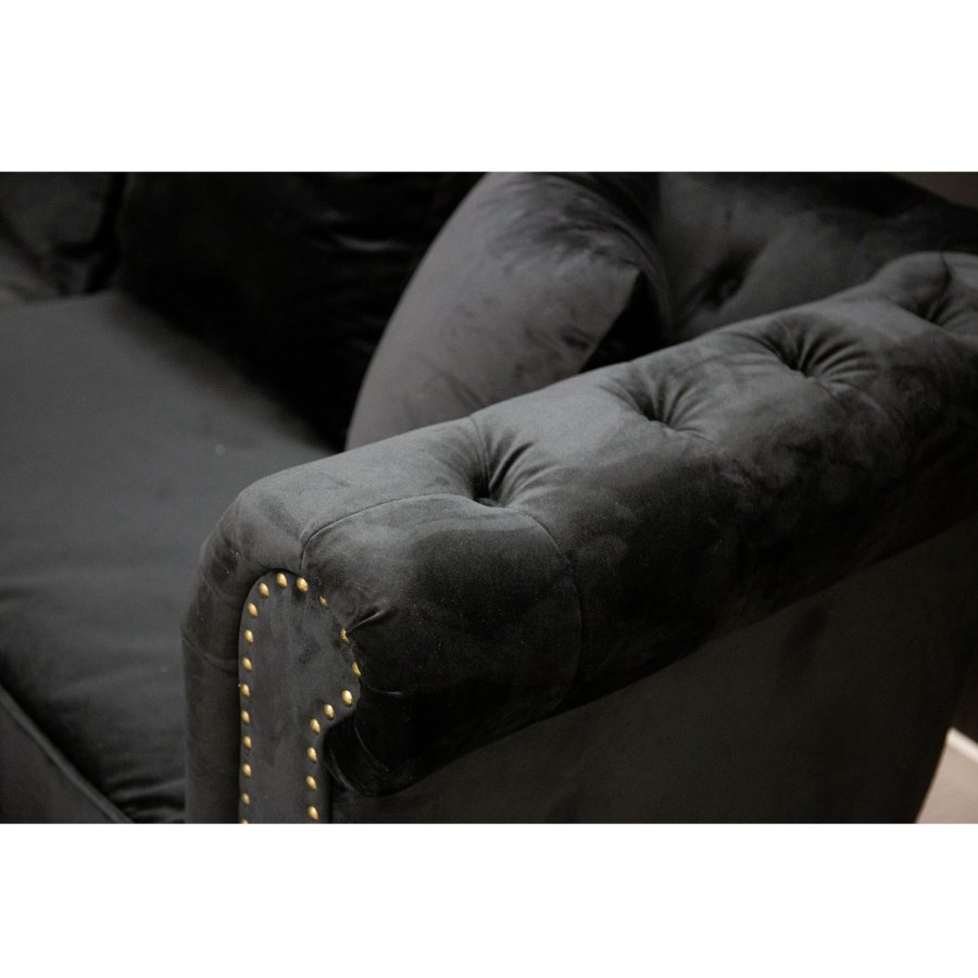 VENTURE DESIGN Velvet 3 pers. sofa - sort velour og tr