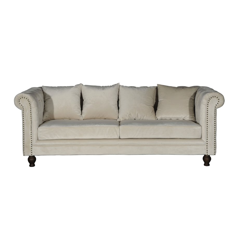 VENTURE DESIGN Velvet 3 pers. sofa - beige velour og tr