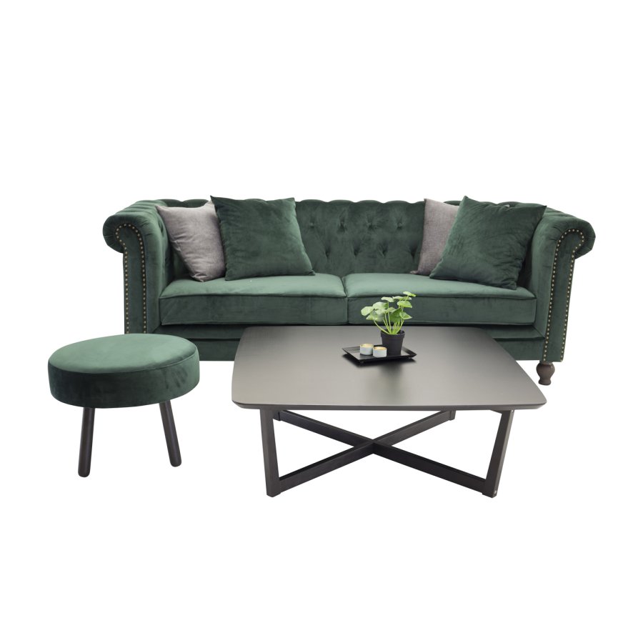 VENTURE DESIGN Velvet 3 pers. sofa - grn velour og tr
