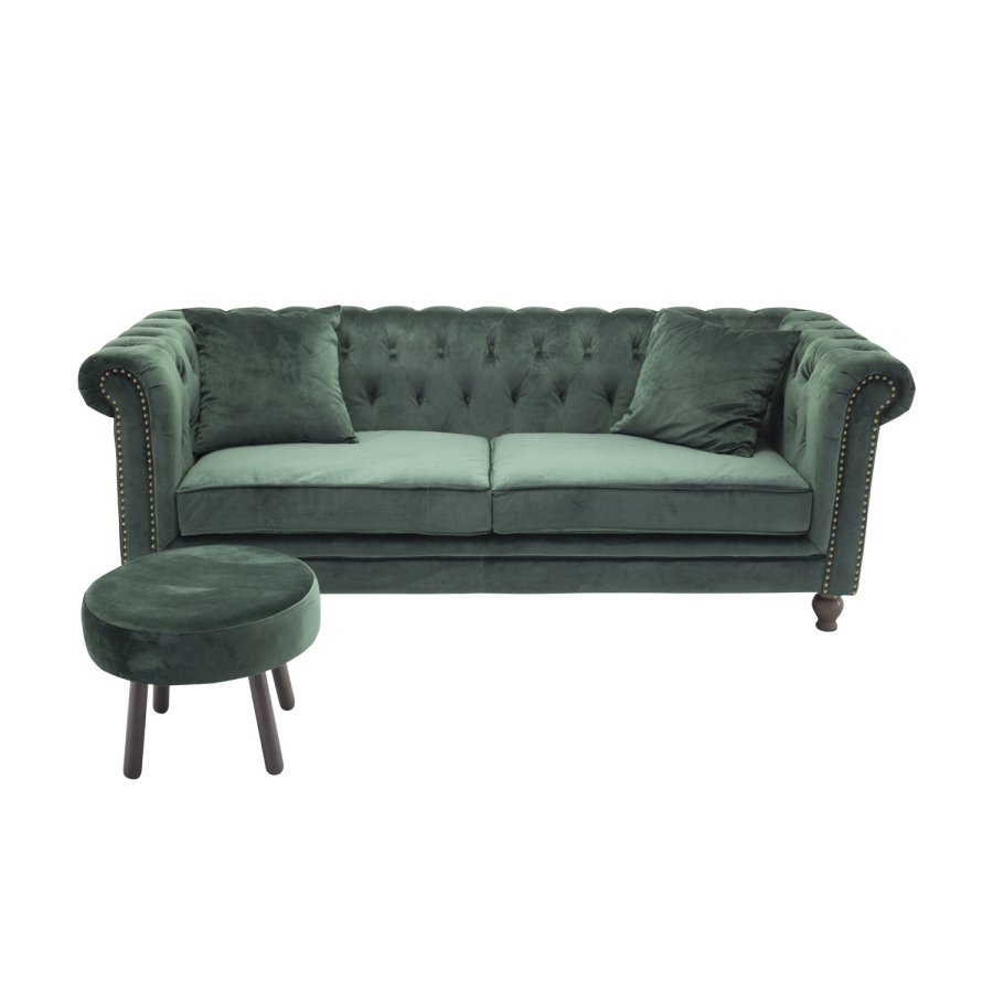 VENTURE DESIGN Velvet 3 pers. sofa - grn velour og tr