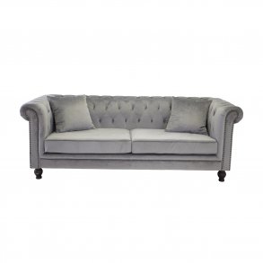 VENTURE DESIGN Velvet 3 pers. sofa - lysegr velour og tr