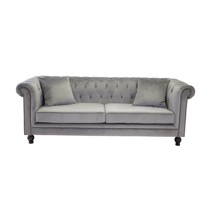 VENTURE DESIGN Velvet 3 pers. sofa - lysegr velour og tr