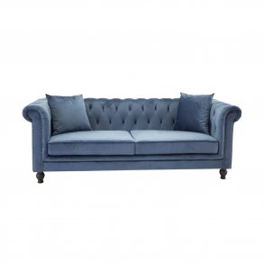 VENTURE DESIGN Velvet 3 pers. sofa - bl velour og tr 