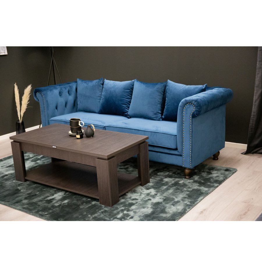 VENTURE DESIGN Velvet 3 pers. sofa - bl velour og tr 