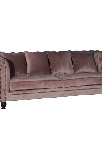 VENTURE DESIGN Velvet 3 pers. sofa - rosa velour og tr