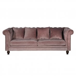 VENTURE DESIGN Velvet 3 pers. sofa - rosa velour og tr