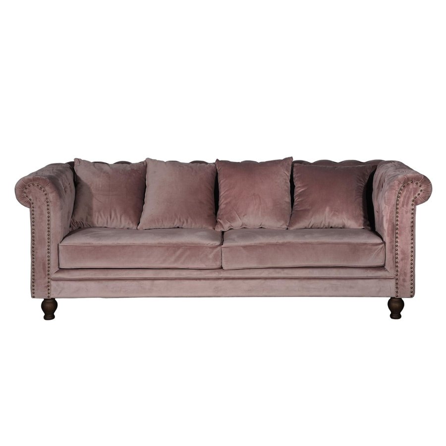VENTURE DESIGN Velvet 3 pers. sofa - rosa velour og tr