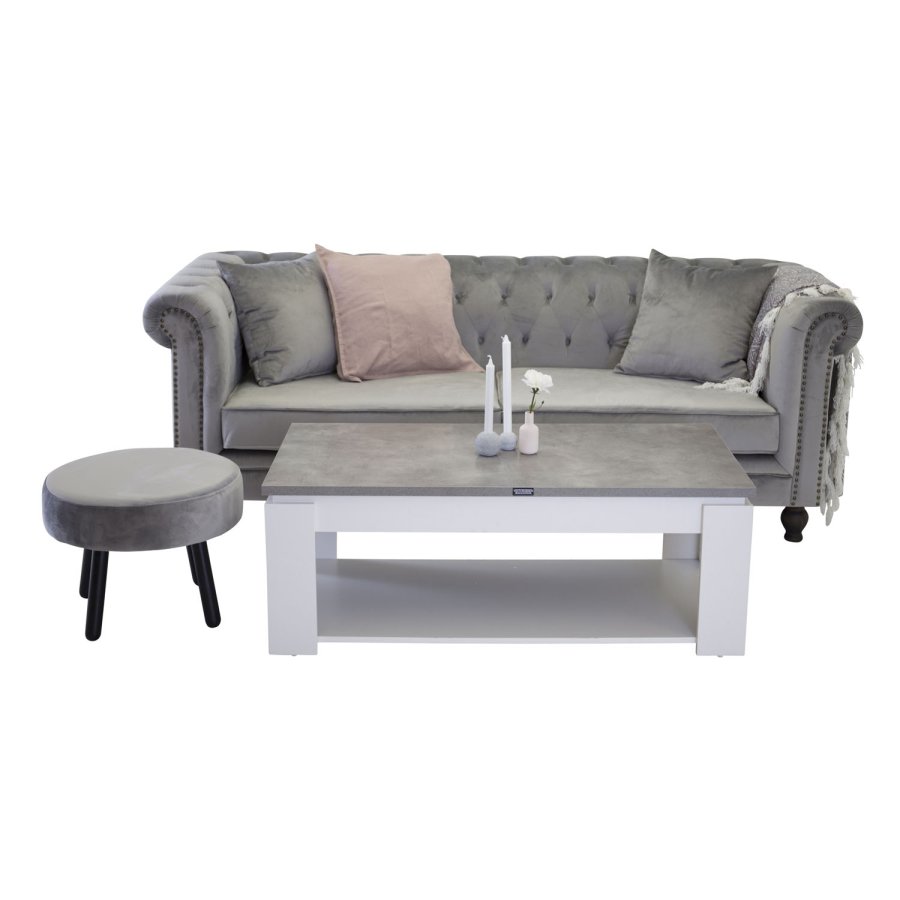 VENTURE DESIGN Velvet 3 pers. sofa - lysegr velour og tr