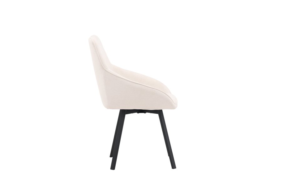 VENTURE DESIGN Rosie spisebordsstol, m. armln - beige stof og sort stl