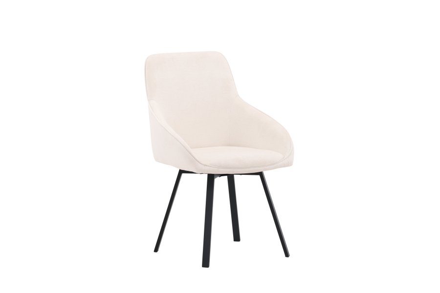 VENTURE DESIGN Rosie spisebordsstol, m. armln - beige stof og sort stl