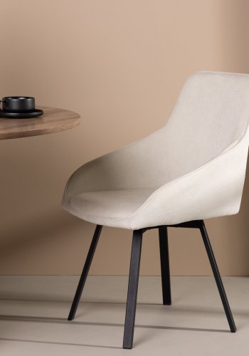 VENTURE DESIGN Rosie spisebordsstol, m. armln - beige stof og sort stl