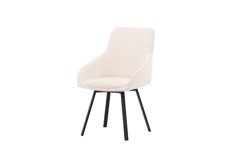 VENTURE DESIGN Rosie spisebordsstol, m. armln - beige stof og sort stl