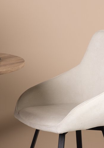 VENTURE DESIGN Rosie spisebordsstol, m. armln - beige stof og sort stl