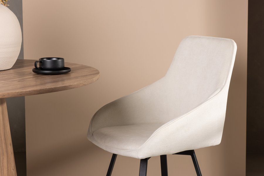 VENTURE DESIGN Rosie spisebordsstol, m. armln - beige stof og sort stl